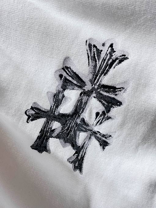 クロムハーツ インクスプラッターサンスクリット刺繍パッチワークフード付きスウェットシャツ