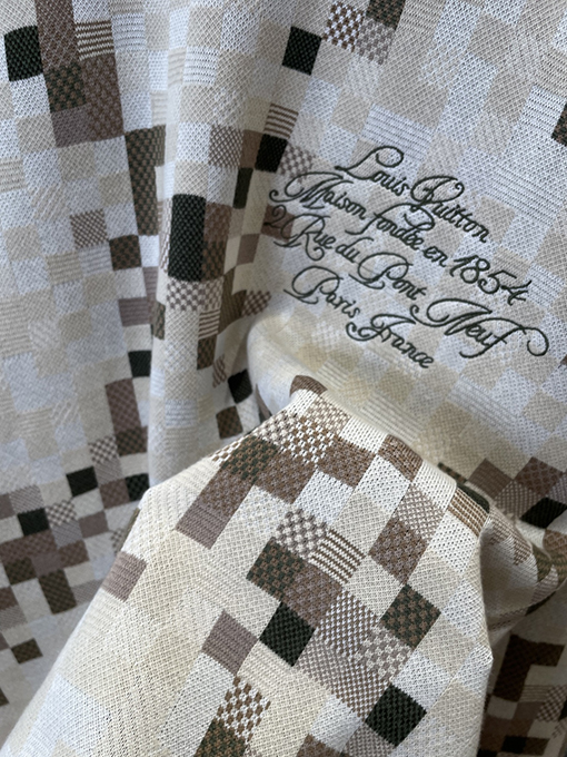 ルイヴィトン カラーブロックチェック柄ジャカードクルーネックニットセーター