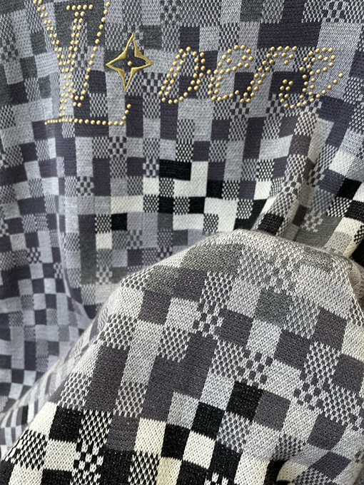 ルイヴィトンコピー クラシックカラーブロックチェック柄ジャカードクルーネックニットセーター