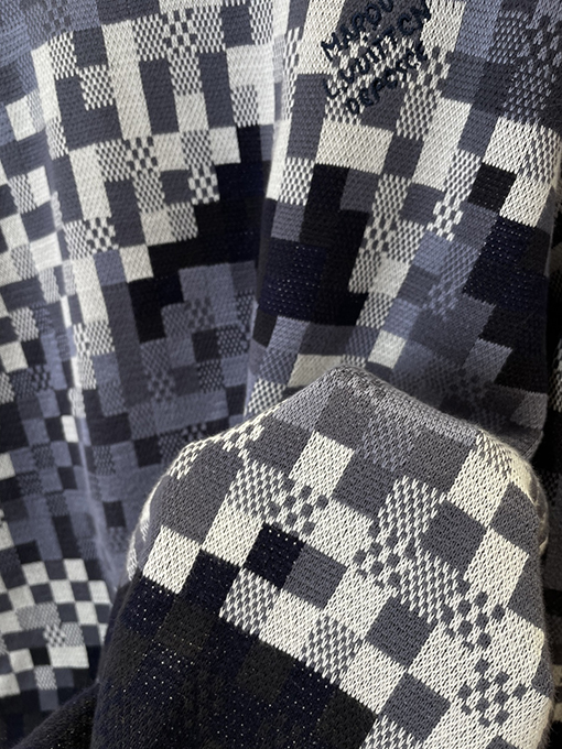 ルイヴィトン ファッションカラーブロックチェック柄ジャカードクルーネックニットセーター