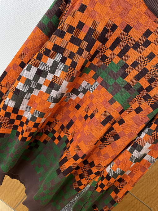 ルイヴィトン ファッションカラーブロックチェック柄ジャカードクルーネックニットセーター