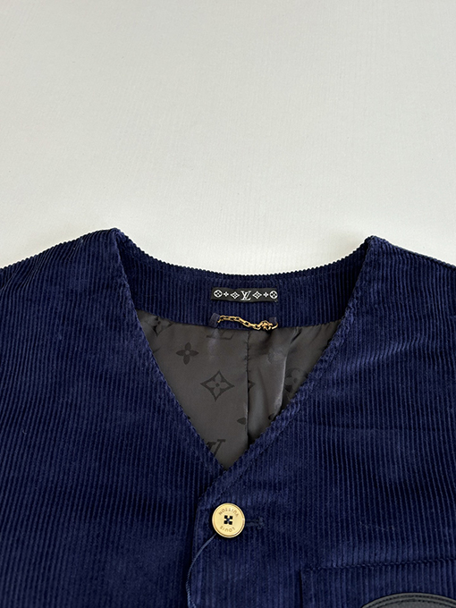 ルイヴィトン Vネックコーデュロイモノグラムパッチワークジャケット