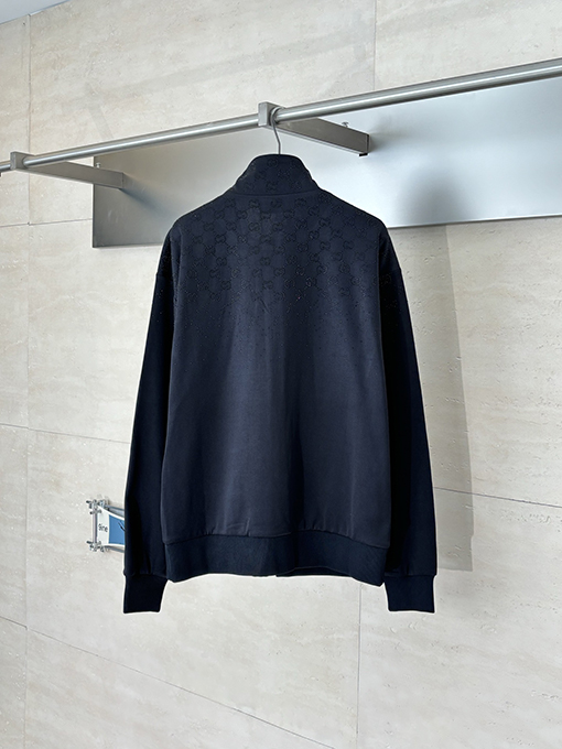 グッチ ラインストーングラデーションプレーンニットジップアップスタンドカラージャケット