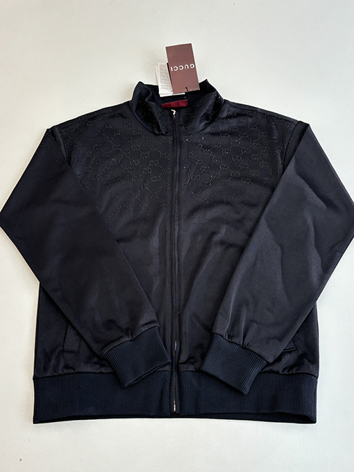 グッチ ラインストーングラデーションプレーンニットジップアップスタンドカラージャケット