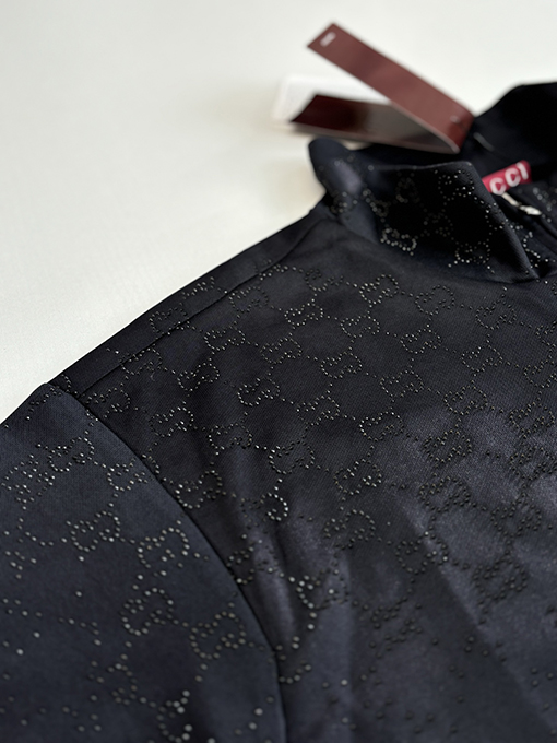 グッチ ラインストーングラデーションプレーンニットジップアップスタンドカラージャケット