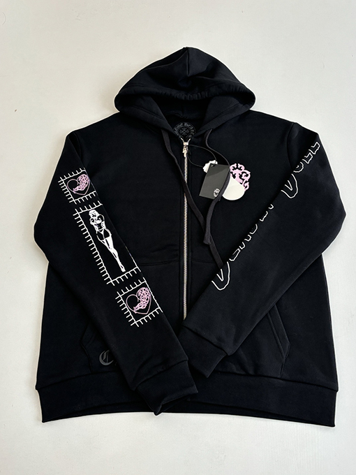 クロムハーツ キャラクターサンスクリットプリントジッパーフード付きスウェットシャツ