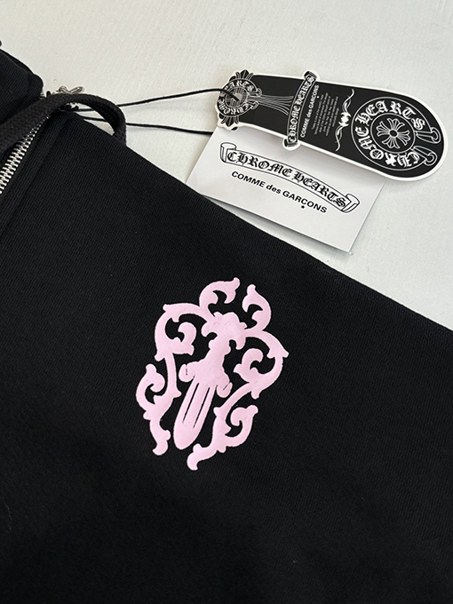 クロムハーツ キャラクターサンスクリットプリントジッパーフード付きスウェットシャツ