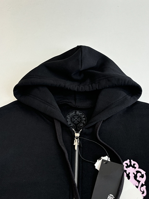 クロムハーツ キャラクターサンスクリットプリントジッパーフード付きスウェットシャツ