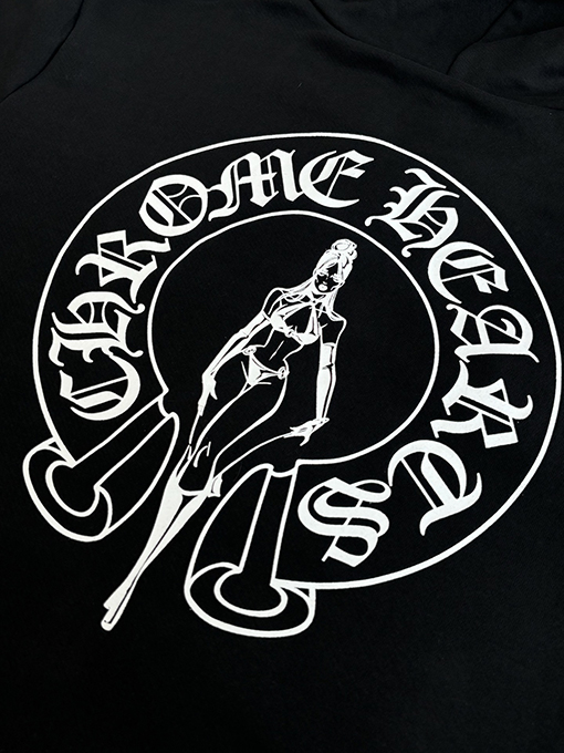 クロムハーツ キャラクターサンスクリットプリントジッパーフード付きスウェットシャツ