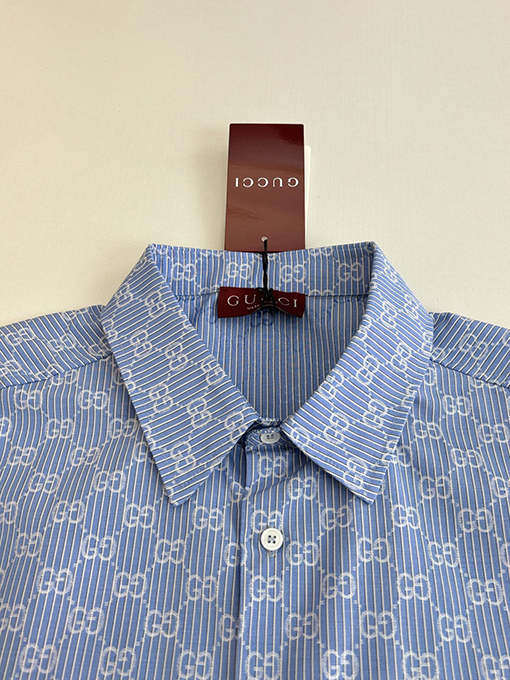グッチスーパーコピー ダブルG オールオーバー ジャカード コットンカラー 長袖シャツ
