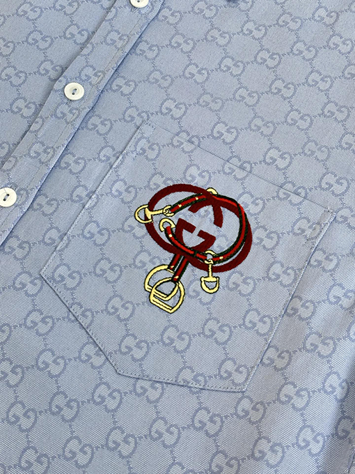 グッチ 限定馬年馬術スポーツ刺繍入りダブルGプリントシャツ