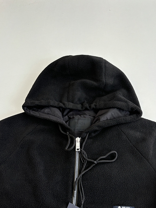 プラダ ロゴフリース ジップアップ フードジャケット