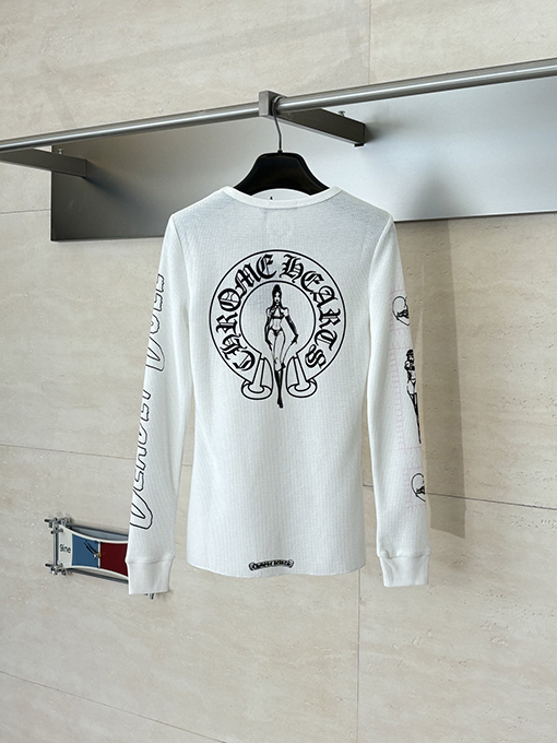 クロムハーツ Ch レディースフィギュアサンスクリットプリントワッフル長袖シャツ