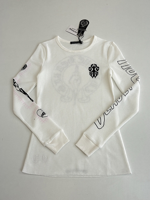 クロムハーツ Ch レディースフィギュアサンスクリットプリントワッフル長袖シャツ