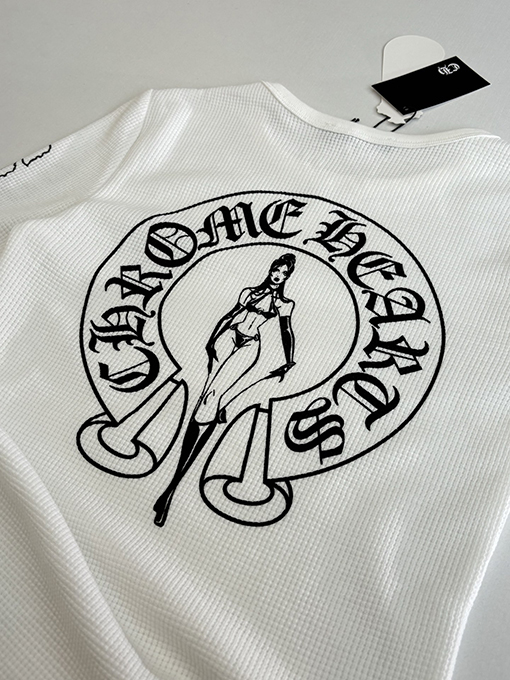 クロムハーツ Ch レディースフィギュアサンスクリットプリントワッフル長袖シャツ