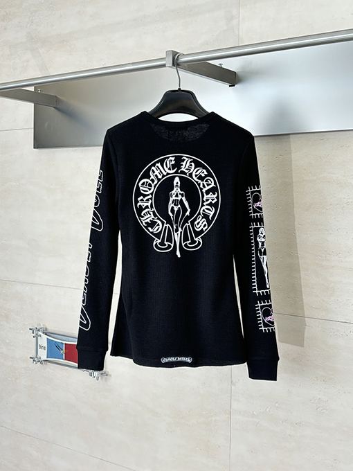 クロムハーツ Ch レディースフィギュアサンスクリットプリントワッフル長袖シャツ