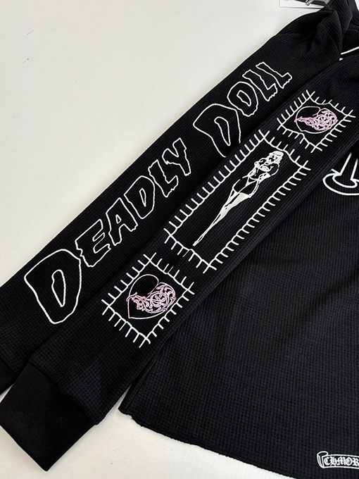 クロムハーツ Ch レディースフィギュアサンスクリットプリントワッフル長袖シャツ