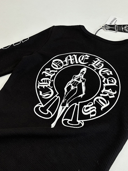 クロムハーツ Ch レディースフィギュアサンスクリットプリントワッフル長袖シャツ