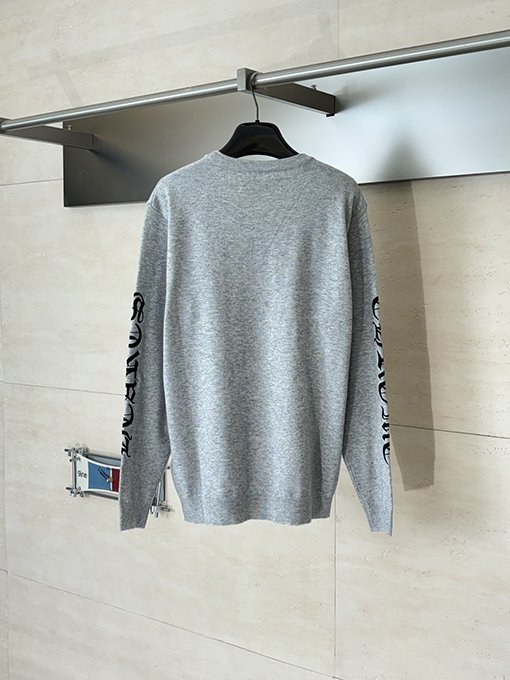 クロムハーツスーパーコピー クロスのスクロール刺繍ウールニットセーター