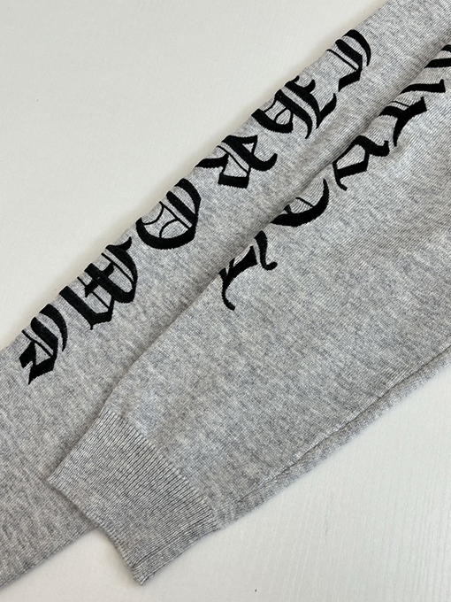 クロムハーツスーパーコピー クロスのスクロール刺繍ウールニットセーター