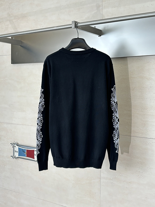 クロムハーツスーパーコピー クロスのスクロール刺繍ウールニットセーター
