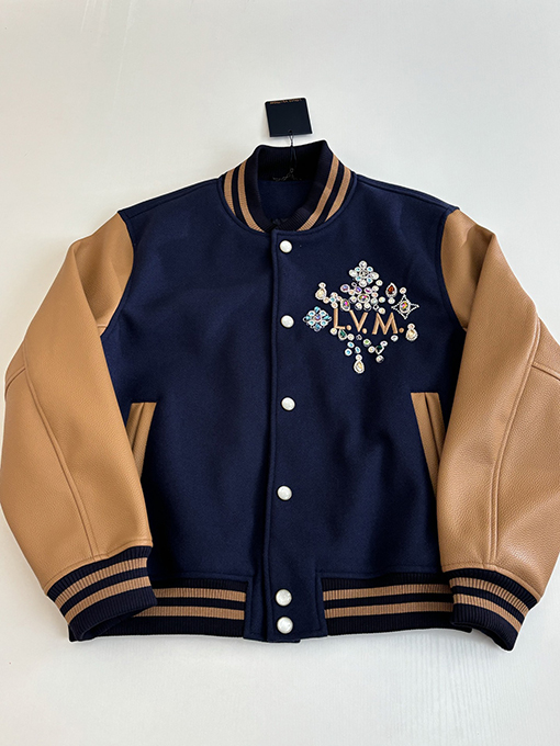 ルイヴィトンスーパーコピー 手作りのビーズラインストーンパッチワークベースボールジャケット