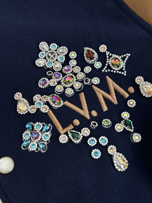 ルイヴィトンスーパーコピー 手作りのビーズラインストーンパッチワークベースボールジャケット