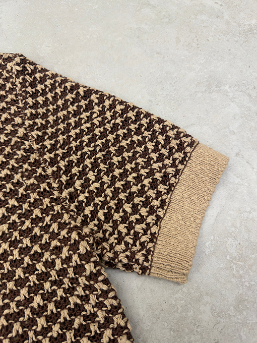 ルイヴィトンスーパーコピー 透かし編みメッシュニット半袖ポロシャツ