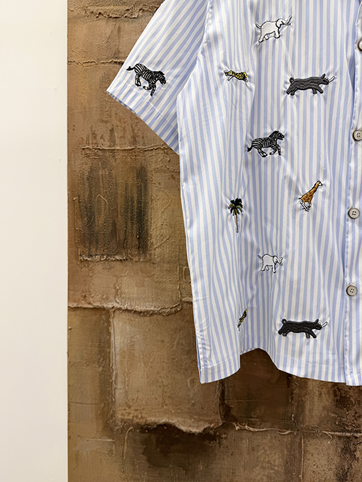 ルイヴィトンThe Darjeeling Limited 刺繍入りストライプ半袖シャツ