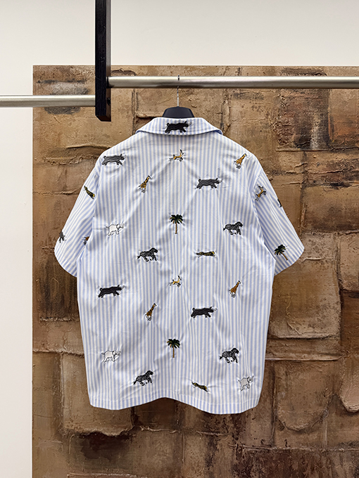 ルイヴィトンThe Darjeeling Limited 刺繍入りストライプ半袖シャツ