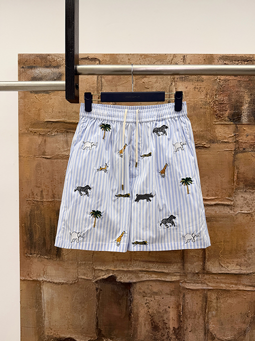 ルイヴィトン The Darjeeling Limited 刺繍ストライプショートパンツ