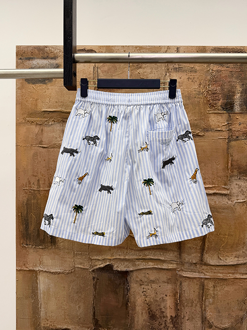 ルイヴィトン The Darjeeling Limited 刺繍ストライプショートパンツ