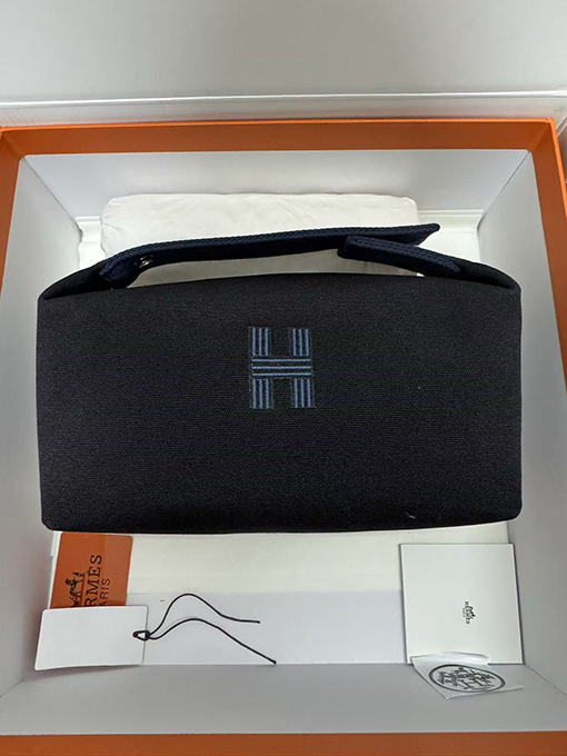 エルメス ハンドバッグ HERMESポーチ ブリッド ア ブラックGM ジグザグ キャンバス