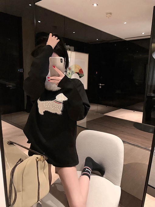 トムブラウン クラシックなスポットの豪華なラインストーンの子犬のフリース裏地付き厚の長袖シャツ