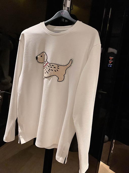 トムブラウン クラシックなスポットの豪華なラインストーンの子犬のフリース裏地付き厚の長袖シャツ