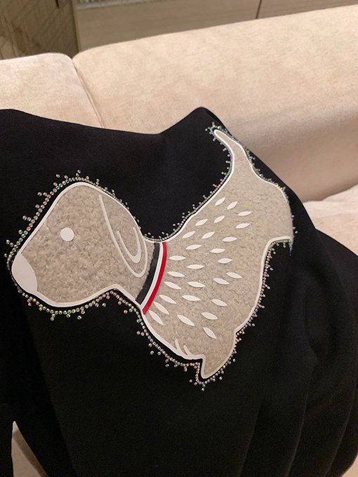 トムブラウン クラシックなスポットの豪華なラインストーンの子犬のフリース裏地付き厚の長袖シャツ