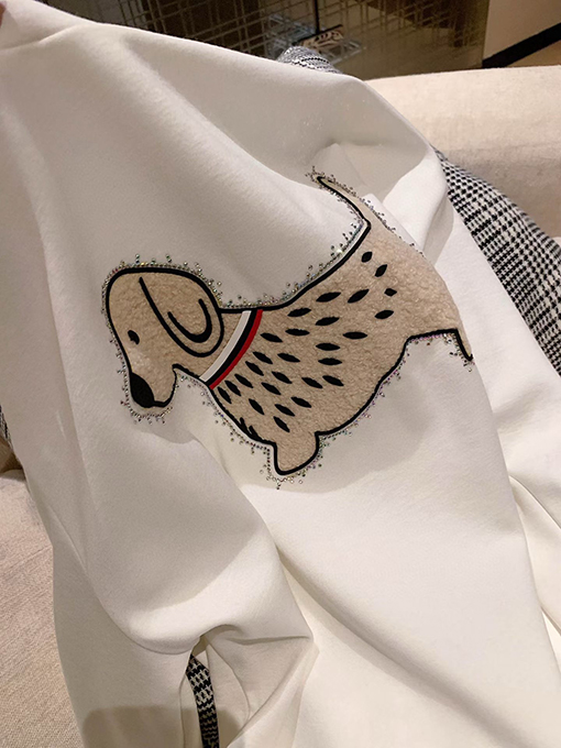 トムブラウン クラシックなスポットの豪華なラインストーンの子犬のフリース裏地付き厚の長袖シャツ