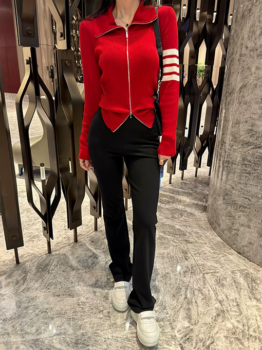 トムブラウン レディースウールジップアップカラーコート