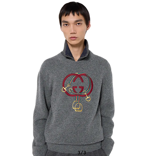 グッチ 新年の赤いランタンダブルG刺繍ニットセーター