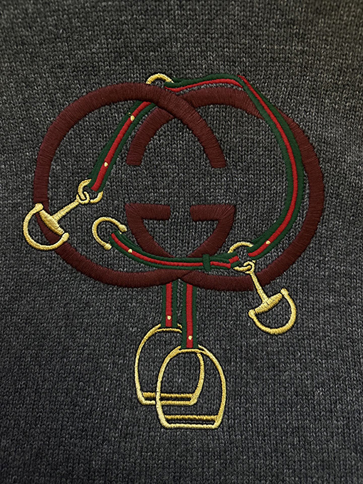 グッチ 新年の赤いランタンダブルG刺繍ニットセーター