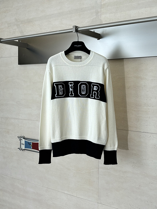 ディオール Dior レターロゴ刺繍ウールクルーネックニットセーター