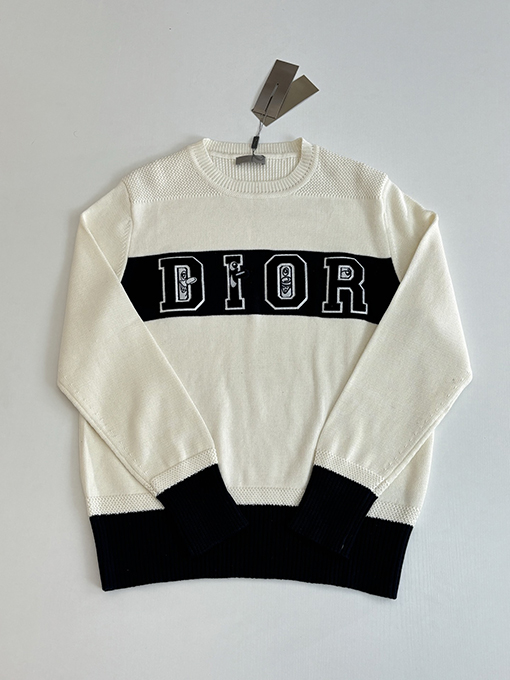 ディオール Dior レターロゴ刺繍ウールクルーネックニットセーター