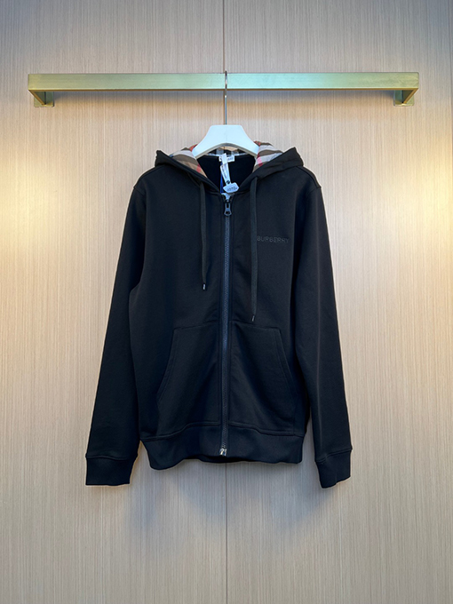 バーバリー BURBERRY クラシックな刺繍ロゴ入り、ジップアップデザインのフード付きスウェットシャツ