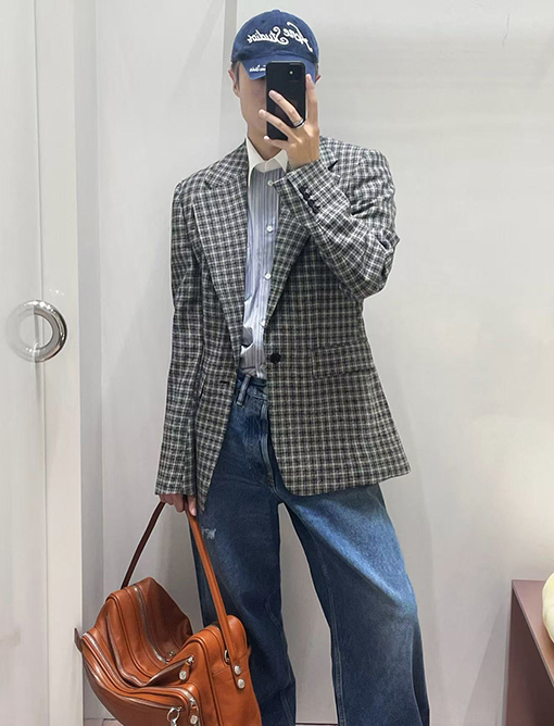 アクネストゥディオズスーパーコピー ウールチェック柄スーツジャケット