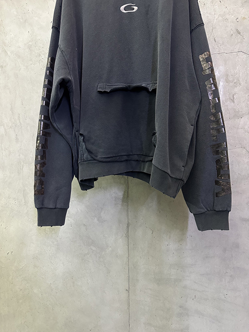 バレンシアガ BALENCIAGA シングルリング刺繍テープフード付きスウェットシャツ