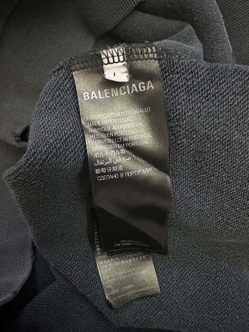 バレンシアガ BALENCIAGA シングルリング刺繍テープフード付きスウェットシャツ