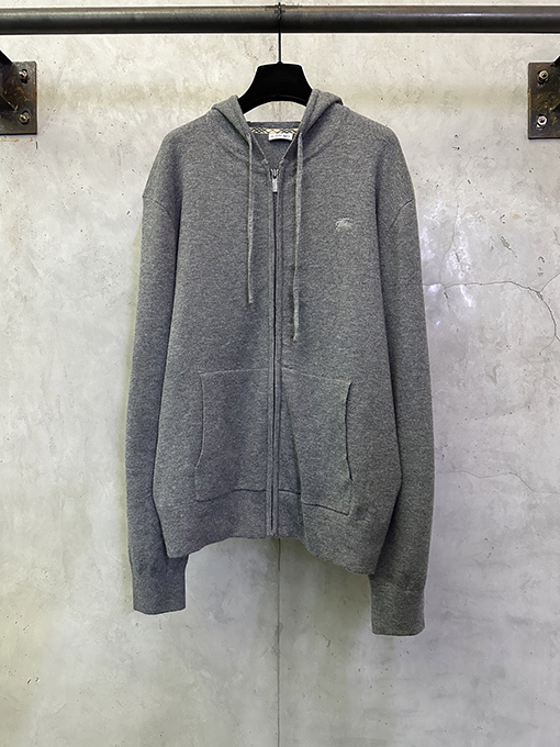 バーバリーコピー ウール混紡のジップアップフード付き刺繍コート