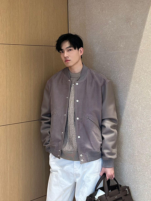 ディオール DIOR タオル刺繍パッチワークレザージャケットベースボールユニフォーム