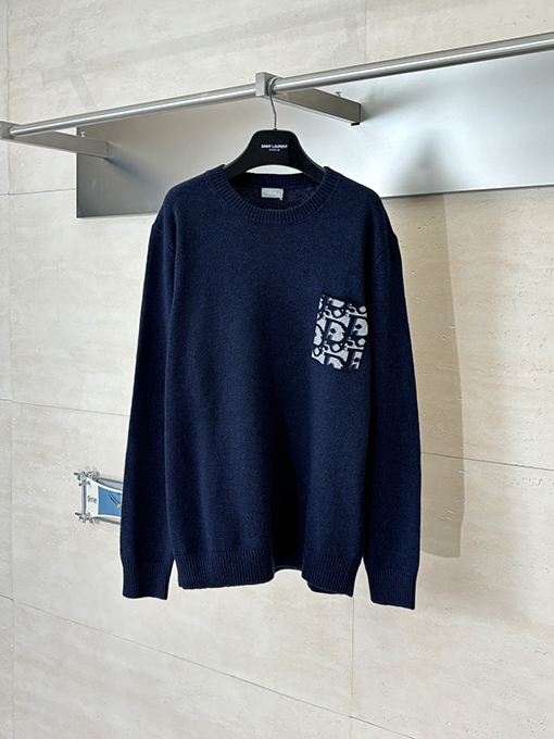 ディオールスーパーコピー Obilque 新作パッチワークレターポケットエルボーニットセーター