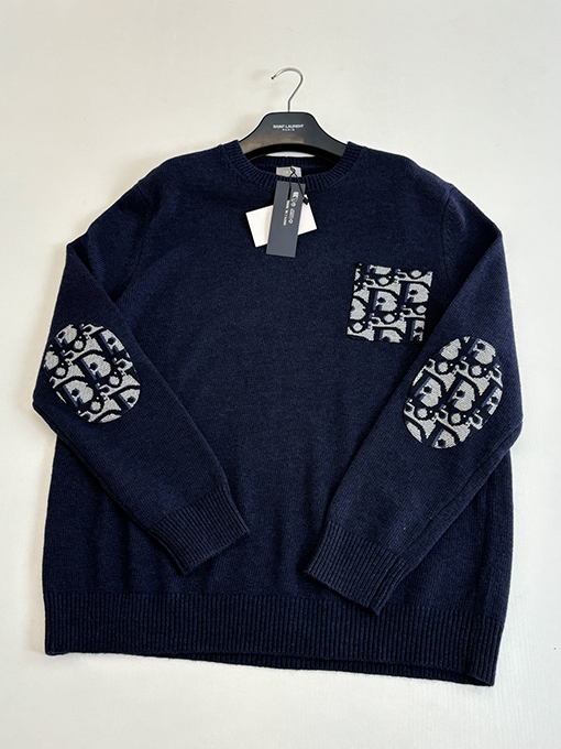 ディオールスーパーコピー Obilque 新作パッチワークレターポケットエルボーニットセーター